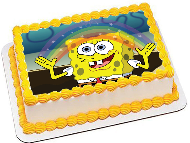 Cialda ostia senza glutine per torta rettangolare, SPONGEBOB, personalizzata con nome, disco, dolce, torte, cialde, ostie, cake topper, decorazioni, AO