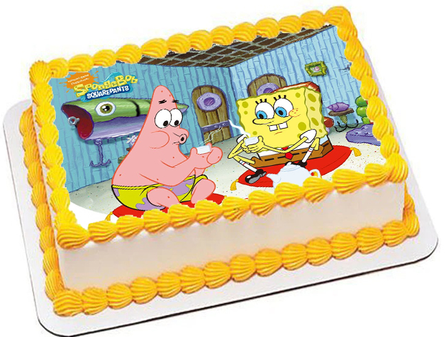 Cialda ostia senza glutine per torta rettangolare, SPONGEBOB, personalizzata con nome, disco, dolce, torte, cialde, ostie, cake topper, decorazioni, AQ