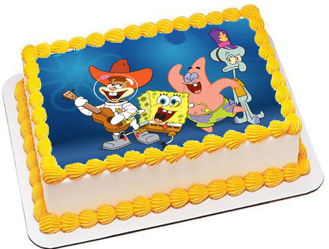 Cialda ostia senza glutine per torta rettangolare, SPONGEBOB, personalizzata con nome, disco, dolce, torte, cialde, ostie, cake topper, decorazioni, BB