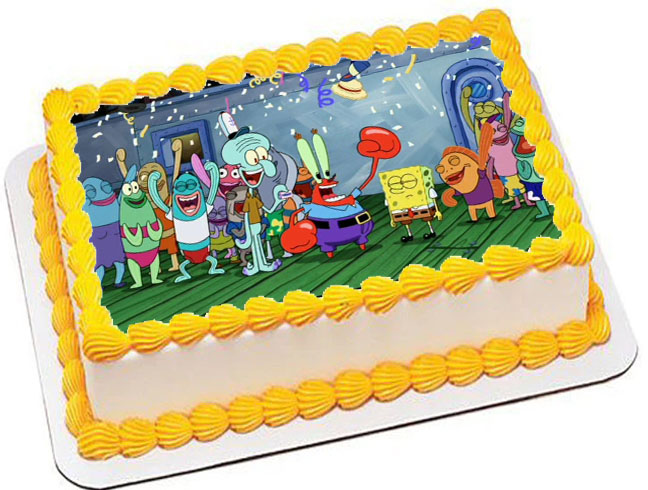 Cialda ostia senza glutine per torta rettangolare, SPONGEBOB, personalizzata con nome, disco, dolce, torte, cialde, ostie, cake topper, decorazioni, BC