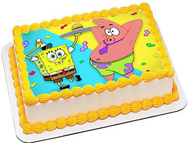 Cialda ostia senza glutine per torta rettangolare, SPONGEBOB, personalizzata con nome, disco, dolce, torte, cialde, ostie, cake topper, decorazioni, BD