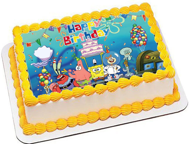 Cialda ostia senza glutine per torta rettangolare, SPONGEBOB, personalizzata con nome, disco, dolce, torte, cialde, ostie, cake topper, decorazioni, BF