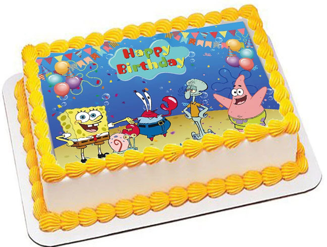 Cialda ostia senza glutine per torta rettangolare, SPONGEBOB, personalizzata con nome, disco, dolce, torte, cialde, ostie, cake topper, decorazioni, BG