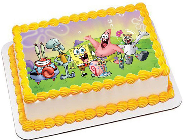 Cialda ostia senza glutine per torta rettangolare, SPONGEBOB, personalizzata con nome, disco, dolce, torte, cialde, ostie, cake topper, decorazioni, AE