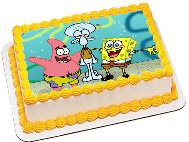 Cialda ostia senza glutine per torta rettangolare, SPONGEBOB, personalizzata con nome, disco, dolce, torte, cialde, ostie, cake topper, decorazioni, AI