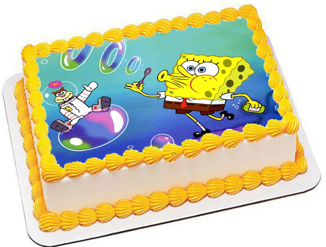 Cialda ostia senza glutine per torta rettangolare, SPONGEBOB, personalizzata con nome, disco, dolce, torte, cialde, ostie, cake topper, decorazioni, AL