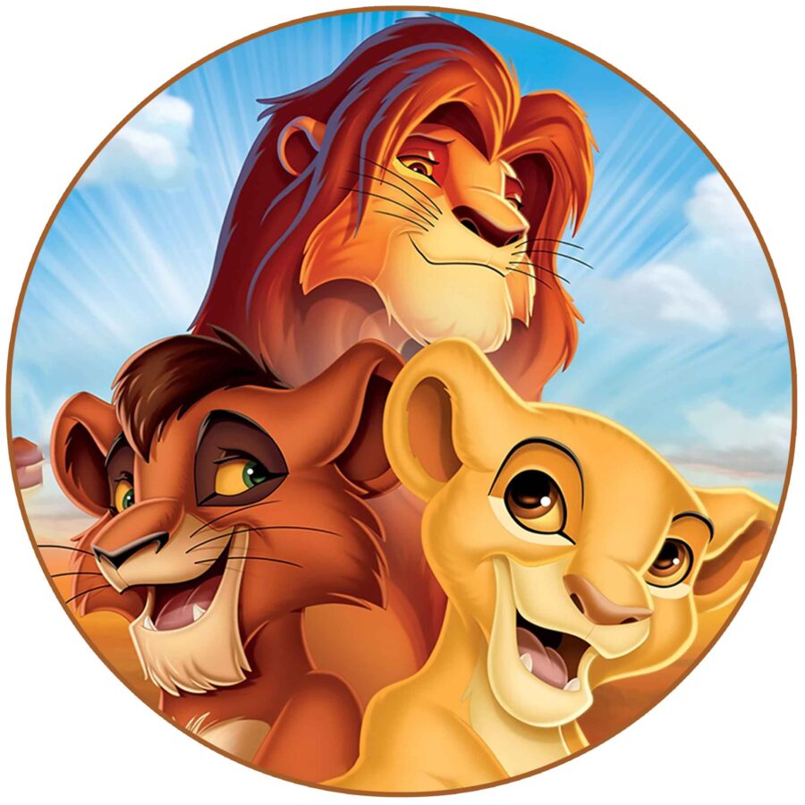 Cialda in ostia per torta tonda commestibile senza glutine, RE LEONE, SIMBA, personalizzata con nome, disco, dolce, torte, cialde, fogli, ostie, cake topper, decorazioni, AA