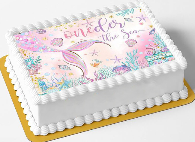 Cialda in ostia per torta rettangolare senza glutine, SIRENA, personalizzata con nome, disco, dolce, torte, cialde, fogli, ostie, cake topper, decorazioni, AL