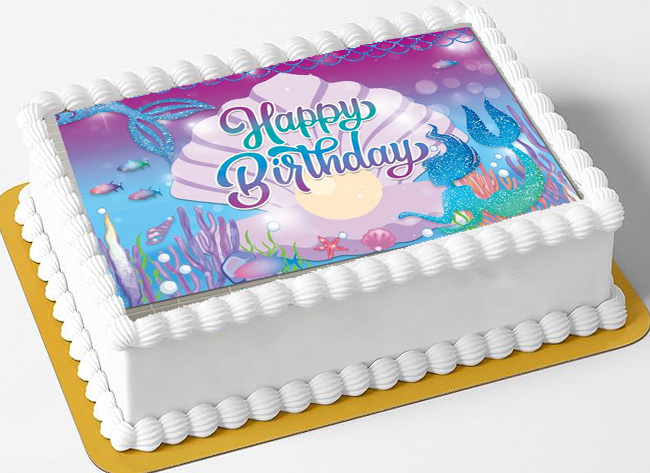 Cialda in ostia per torta rettangolare senza glutine, SIRENA, personalizzata con nome, disco, dolce, torte, cialde, fogli, ostie, cake topper, decorazioni, AM
