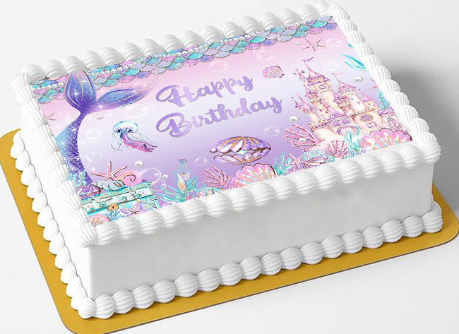 Cialda in ostia per torta rettangolare senza glutine, SIRENA, personalizzata con nome, disco, dolce, torte, cialde, fogli, ostie, cake topper, decorazioni, AD