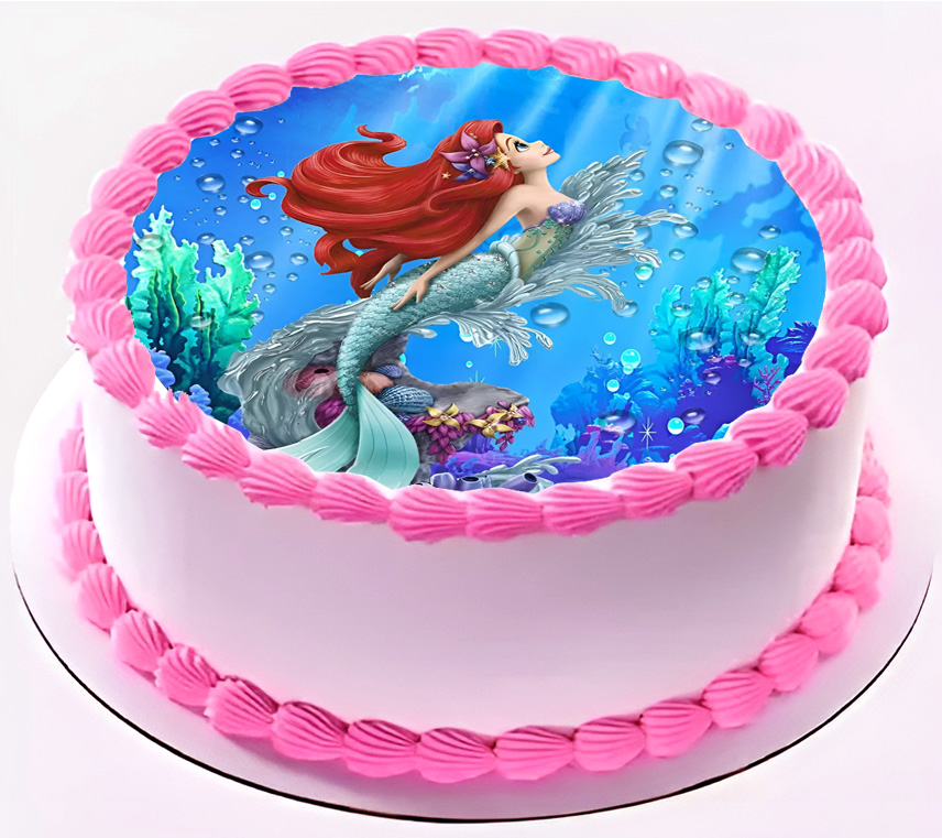 Cialda in ostia per torta tonda SIRENETTA ARIEL DISNEY, personalizzata nome, disco, dolce, torte, cialde, ostie AA