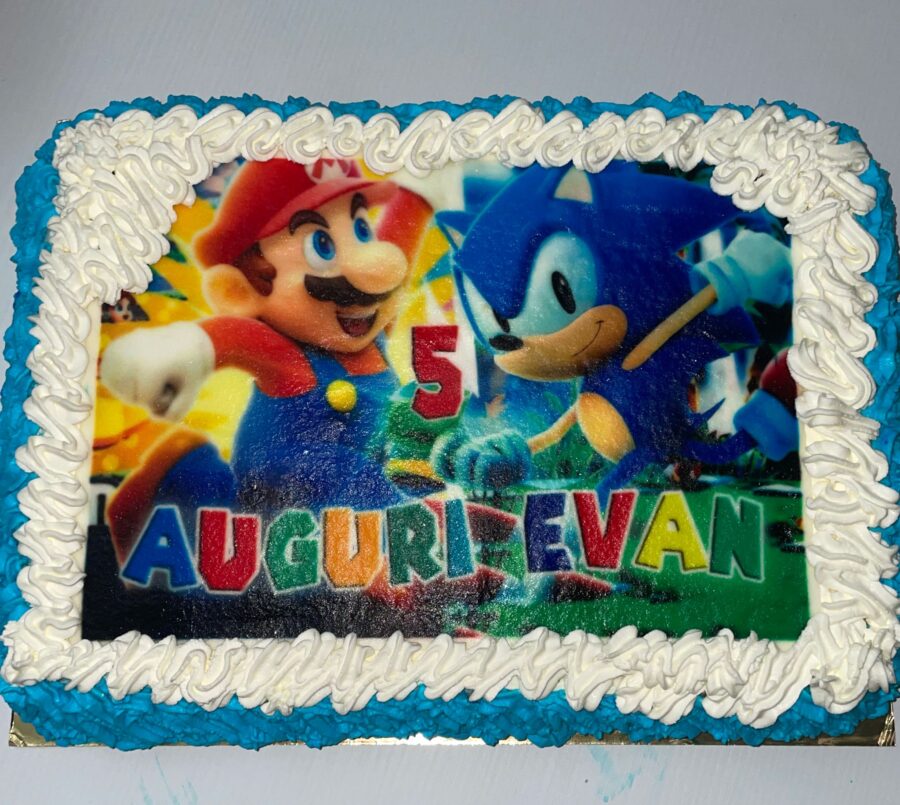 Cialda in ostia commestibile per torta rettangolare SONIC E SUPER MARIO BROS, personalizzata con nome, disco, dolce, torte, cialde, foglio, ostie, cake topper, decorazioni, AA