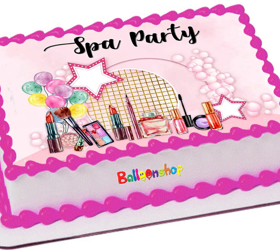 Cialda in ostia commestibile per torta rettangolare SPA PARTY, personalizzata con nome, disco, dolce, torte, cialde, foglio, ostie, cake topper, decorazioni, AE