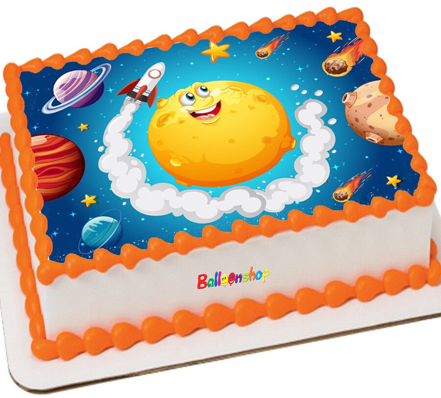 Cialda in ostia per torta rettangolare commestibile senza glutine, SPAZIO, PIANETI, personalizzata con nome, disco, dolce, torte, cialde, fogli, ostie, cake topper, decorazioni, AF