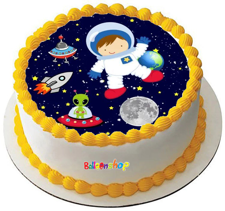 Cialda in ostia per torta tonda commestibile senza glutine, SPAZIO, ASTRONAUTA, PIANETI, personalizzata con nome, disco, dolce, torte, cialde, fogli, ostie, cake topper, decorazioni, BF