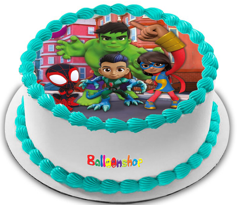 Cialda ostia per torta senza glutine tonda, SPIDEY E I SUOI FANTASTICI AMICI, personalizzata con nome, disco, dolce, torte, cialde, ostie, cake topper, BO