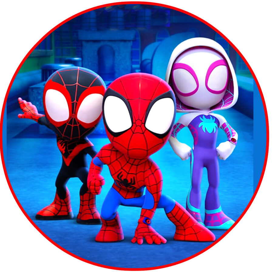 Cialda ostia per torta tonda commestibile senza glutine SPIDEY E I SUOI FANTASTICI AMICI AMAZING SPIDERMAN, personalizzata con nome, disco, dolce, torte, cialde, ostie, cake topper AB