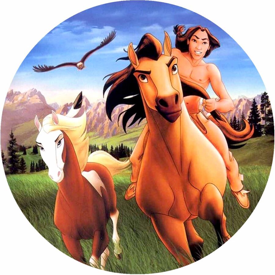 Cialda in ostia per torta tonda commestibile senza glutine, SPIRIT-CAVALLO SELVAGGIO, personalizzata con nome, disco, dolce, torte, cialde, fogli, ostie, cake topper, decorazioni, AF