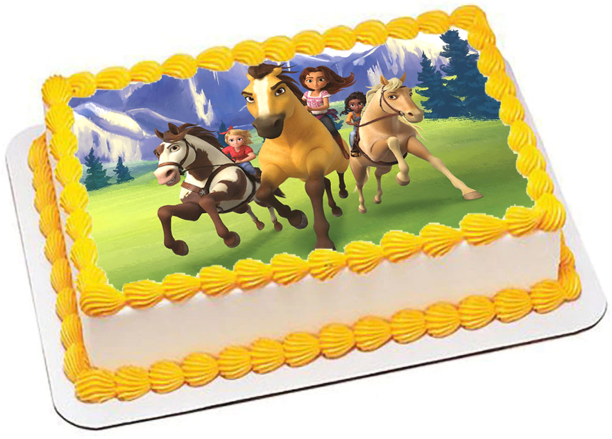 Cialda in ostia per torta rettangolare commestibile senza glutine, SPIRIT-CAVALLO SELVAGGIO, personalizzata con nome, disco, dolce, torte, cialde, fogli, ostie, cake topper, decorazioni, CU