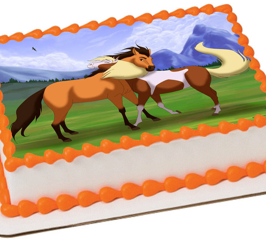 Cialda in ostia per torta rettangolare commestibile senza glutine, SPIRIT-CAVALLO SELVAGGIO, personalizzata con nome, disco, dolce, torte, cialde, fogli, ostie, cake topper, decorazioni, DE