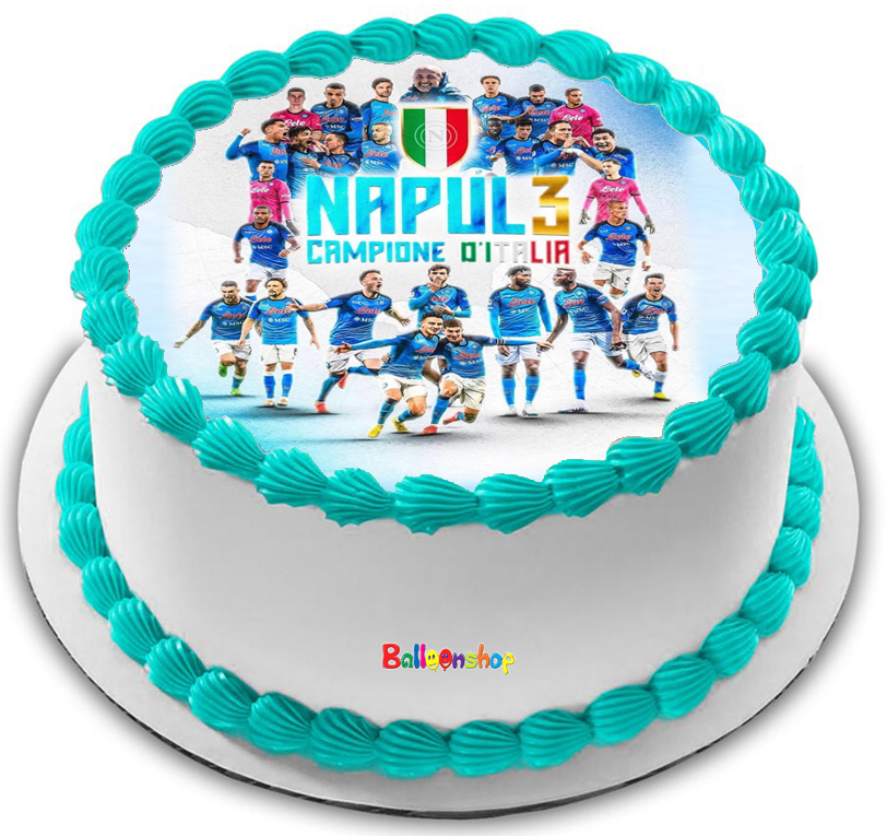 Cialda in ostia per torta rettangolare commestibile senza glutine, SQUADRA CALCIO NAPOLI , SCUDETTO, personalizzata con nome, disco, dolce, torte, cialde, fogli, ostie, cake topper, decorazioni, AA