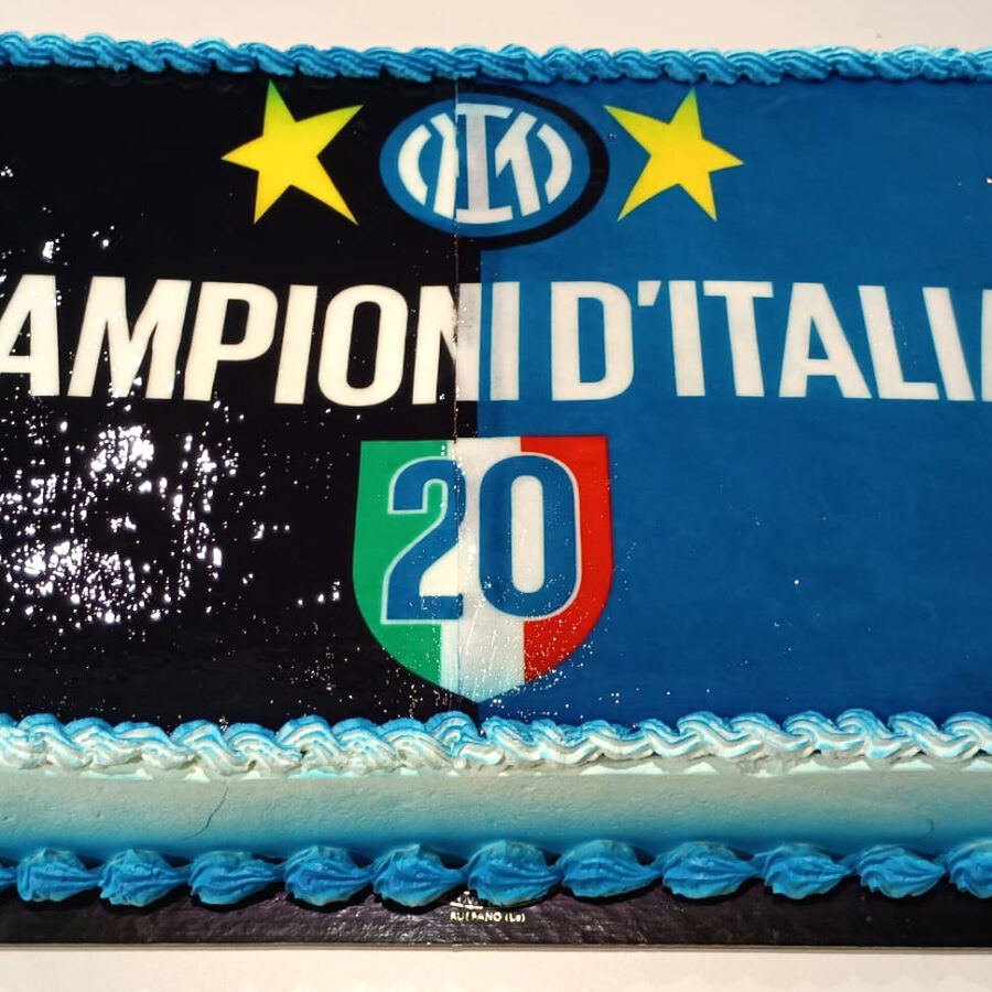 Cialda ostia senza glutine per torta rettangolare, INTER SQUADRA CALCIO CAMPIONI D'ITALIA, personalizzata con nome, disco, dolce, torte, cialde, fogli, ostie, cake topper, decorazioni, AB