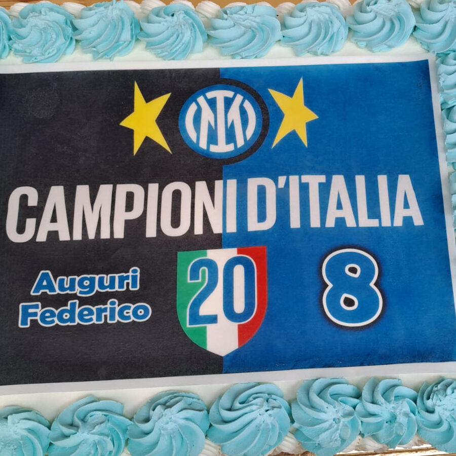 Cialda in ostia commestibile per torta rettangolare, CAMPIONI D'ITALIA, INTER, SQUADRA, personalizzata con nome, disco, dolce, torte, cialde, foglio, ostie, cake topper, decorazioni, AD