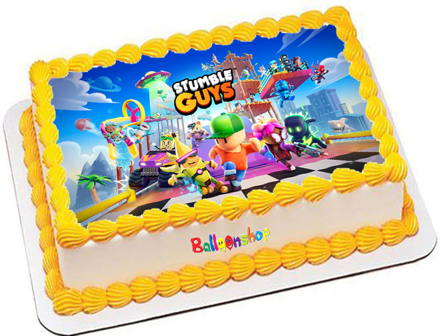 Cialda in ostia per torta rettangolare commestibile senza glutine, STUMBLE GUYS, personalizzata con nome, disco, dolce, torte, cialde, fogli, ostie, cake topper, decorazioni, AB