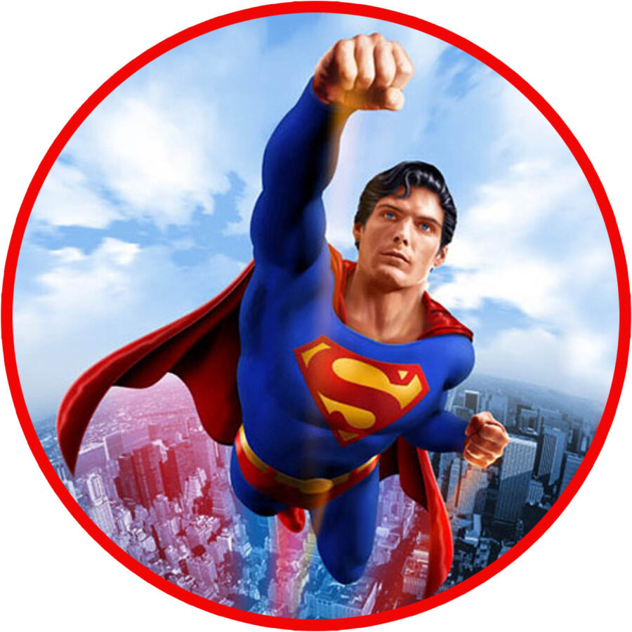 Cialda ostia per torta senza glutine tonda, SUPERMAN, SUPEREROE, personalizzata con nome, disco, dolce, torte, cialde, fogli, ostie, cake topper, decorazioni, AR