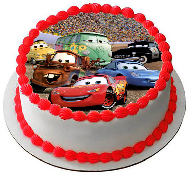 Cialda ostia senza glutine per torta tonda, CARS, personalizzata con nome, disco, dolce, torte, cialde, fogli, ostie, cake topper, decorazioni, AI
