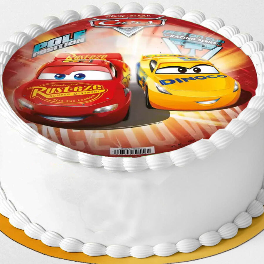 Cialda ostia senza glutine per torta tonda, CARS, personalizzata con nome, disco, dolce, torte, cialde, fogli, ostie, cake topper, decorazioni, AB