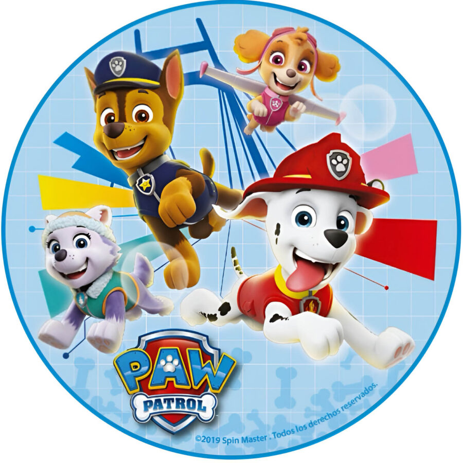 Cialda ostia senza glutine per torta tonda, PAW PATROL, personalizzata con nome, disco, dolce, torte, cialde, ostie, cake topper, decorazioni, DR