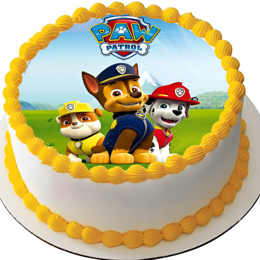 Cialda ostia senza glutine per torta tonda, PAW PATROL, personalizzata con nome, disco, dolce, torte, cialde, ostie, cake topper, decorazioni, EC