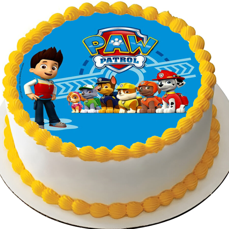 Cialda ostia senza glutine per torta tonda, PAW PATROL, personalizzata con nome, disco, dolce, torte, cialde, ostie, cake topper, decorazioni, EE