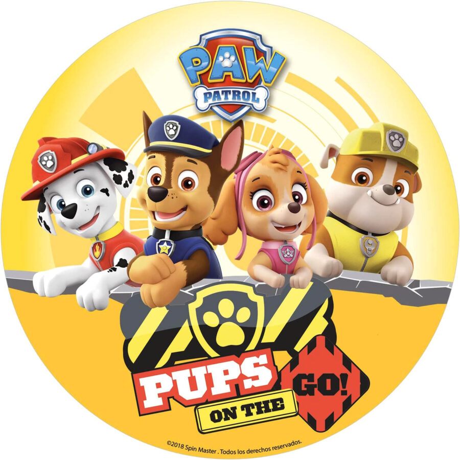 Cialda ostia senza glutine per torta tonda, PAW PATROL, personalizzata con nome, disco, dolce, torte, cialde, ostie, cake topper, decorazioni, EQ