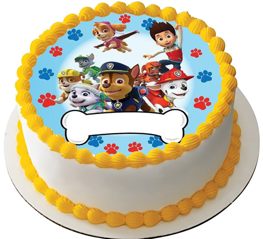 Cialda ostia senza glutine per torta tonda, PAW PATROL, personalizzata con nome, disco, dolce, torte, cialde, ostie, cake topper, decorazioni, FA