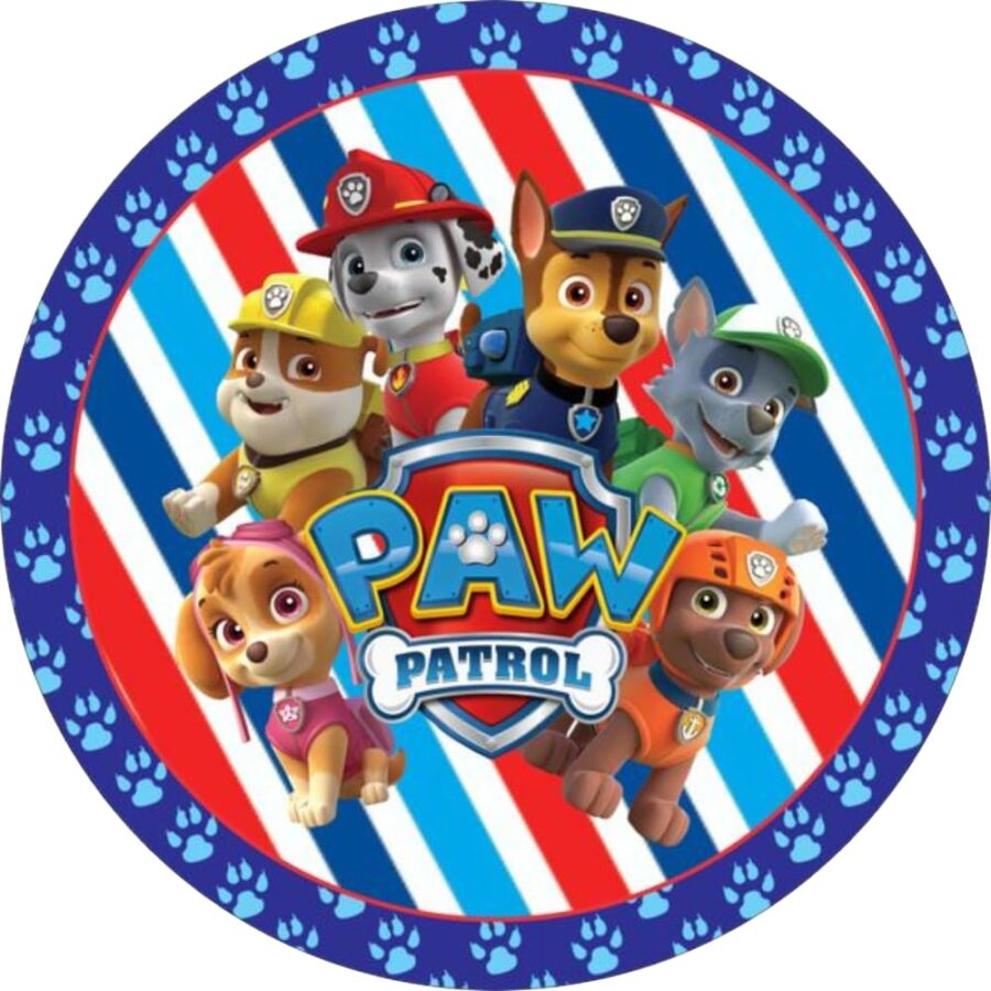 Cialda ostia senza glutine per torta tonda, PAW PATROL, personalizzata con nome, disco, dolce, torte, cialde, ostie, cake topper, decorazioni, FD