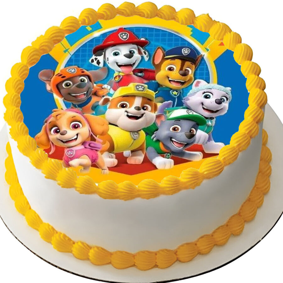Cialda ostia senza glutine per torta tonda, PAW PATROL, personalizzata con nome, disco, dolce, torte, cialde, ostie, cake topper, decorazioni, DH