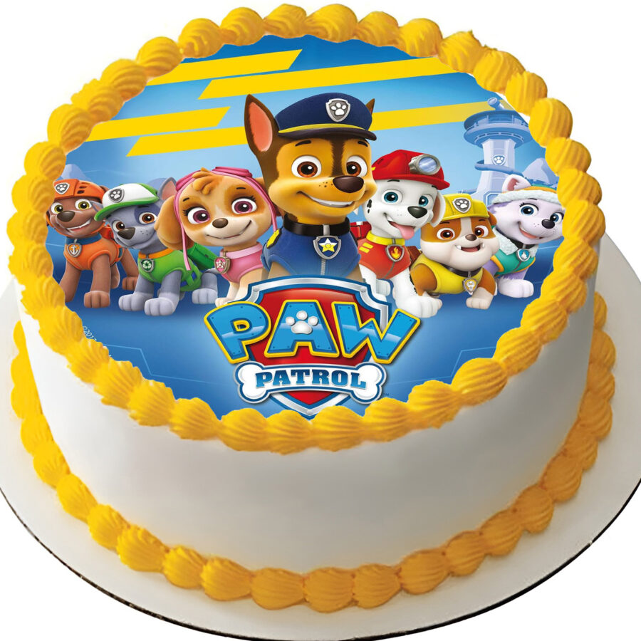 Cialda ostia senza glutine per torta tonda, PAW PATROL, personalizzata con nome, disco, dolce, torte, cialde, ostie, cake topper, decorazioni, FF