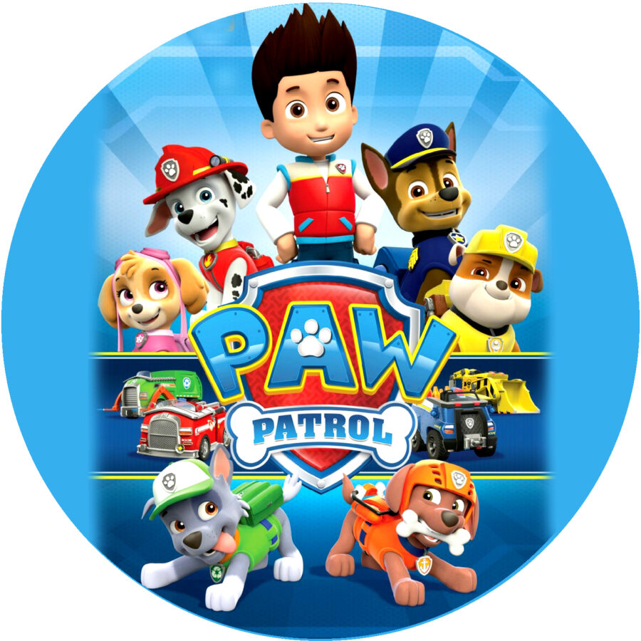 Cialda ostia senza glutine per torta tonda, PAW PATROL, personalizzata con nome, disco, dolce, torte, cialde, ostie, cake topper, decorazioni, FI