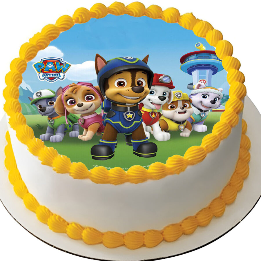 Cialda ostia senza glutine per torta tonda, PAW PATROL, personalizzata con nome, disco, dolce, torte, cialde, ostie, cake topper, decorazioni, FM