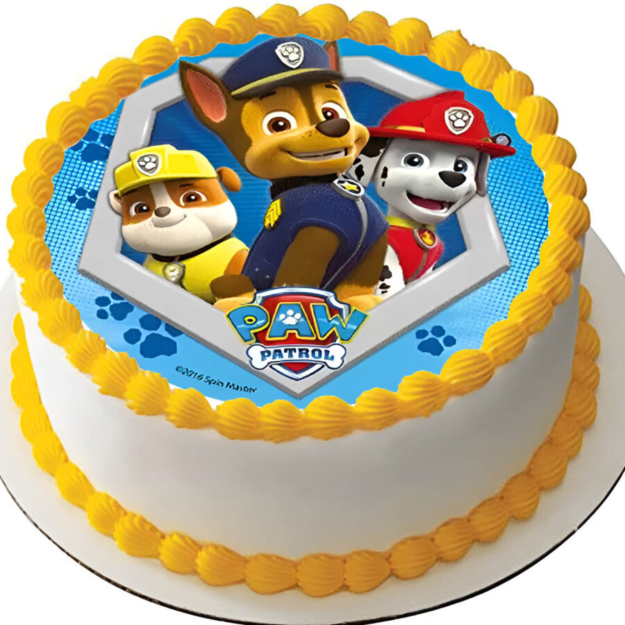 Cialda ostia senza glutine per torta tonda, PAW PATROL, personalizzata con nome, disco, dolce, torte, cialde, ostie, cake topper, decorazioni, FN