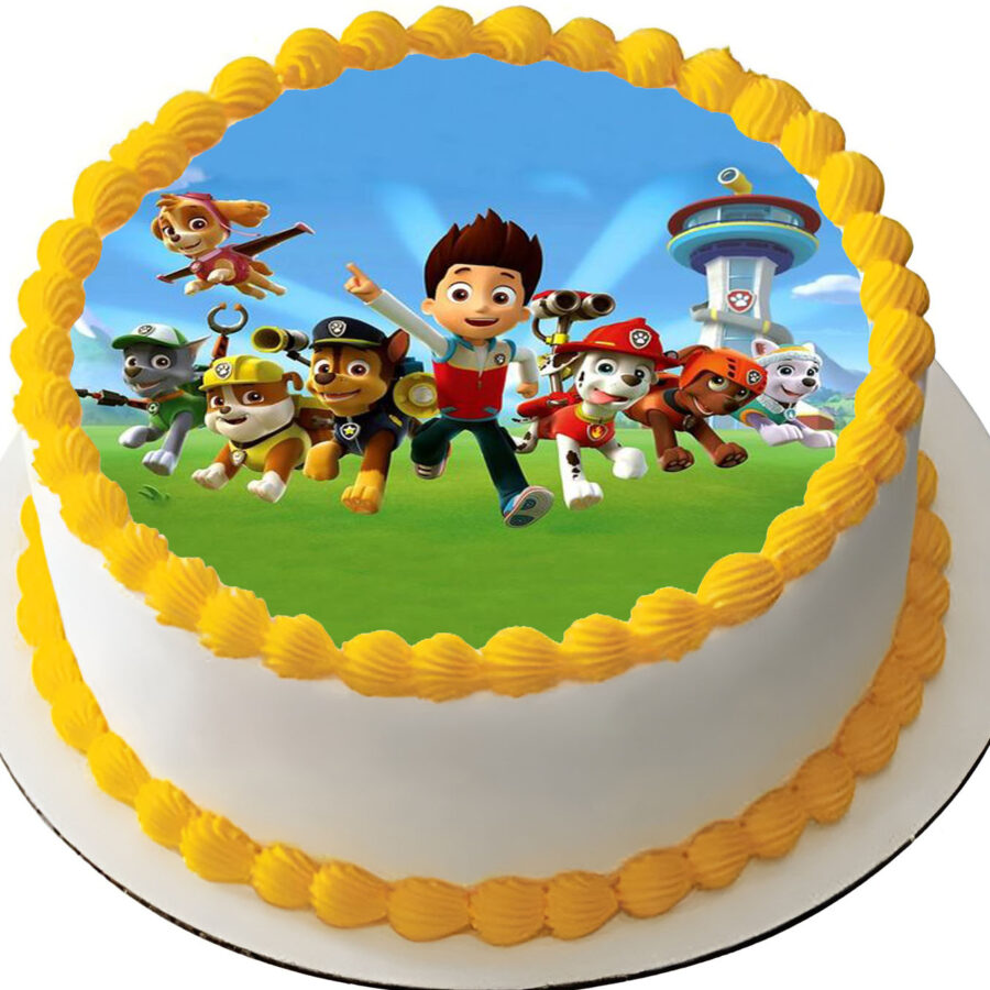 Cialda ostia senza glutine per torta tonda, PAW PATROL, personalizzata con nome, disco, dolce, torte, cialde, ostie, cake topper, decorazioni, DL