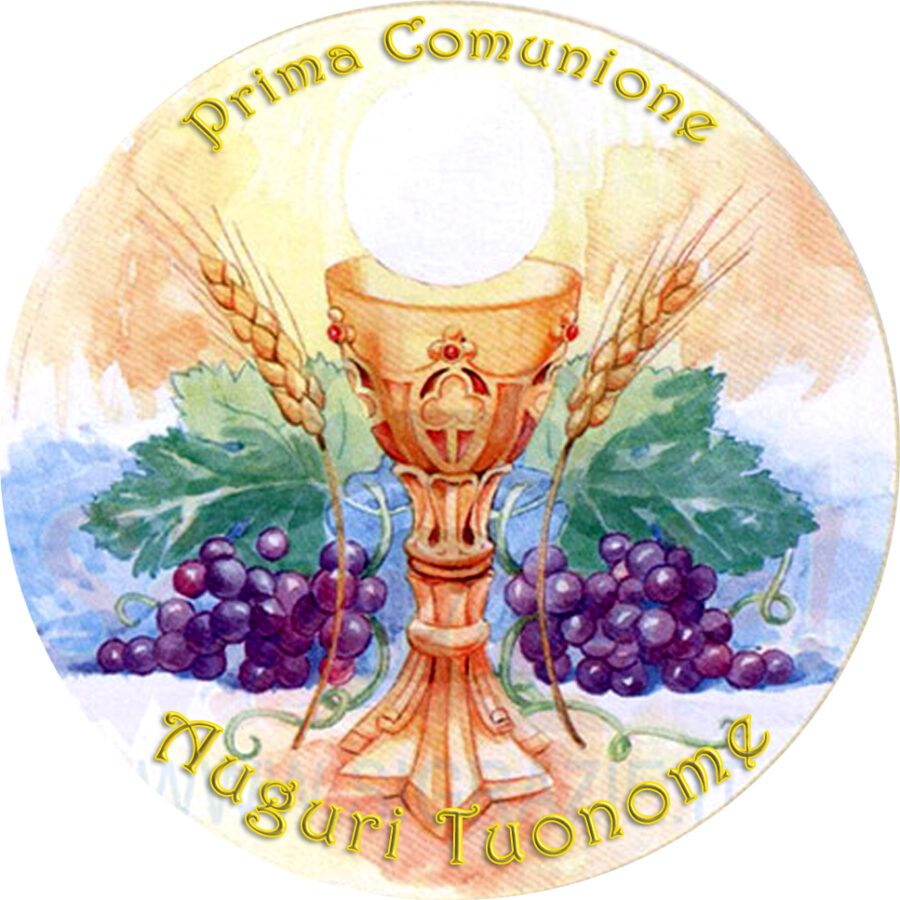Cialda in ostia per torta tonda commestibile senza glutine PRIMA COMUNIONE, personalizzata con nome, disco, dolce, torte, cialde, ostie, cake topper, decorazioni, EQ