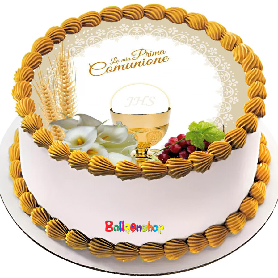 Cialda in ostia per torta tonda commestibile senza glutine PRIMA COMUNIONE, personalizzata con nome, disco, dolce, torte, cialde, ostie, cake topper, decorazioni, EU