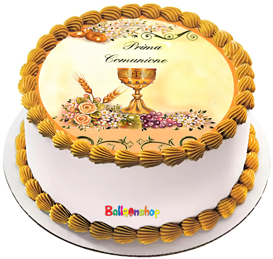 Cialda in ostia per torta tonda commestibile senza glutine PRIMA COMUNIONE, personalizzata con nome, disco, dolce, torte, cialde, ostie, cake topper, decorazioni, EV