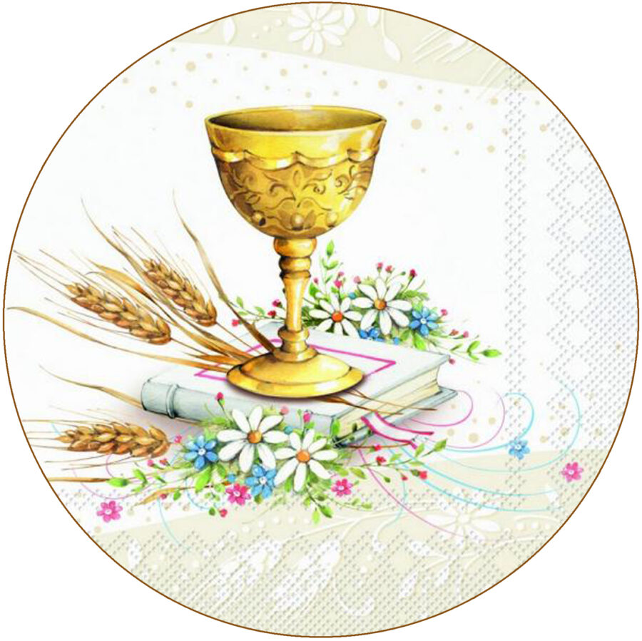 Cialda in ostia per torta tonda commestibile senza glutine PRIMA COMUNIONE, personalizzata con nome, disco, dolce, torte, cialde, ostie, cake topper, decorazioni, FC