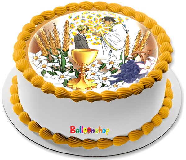 Cialda in ostia per torta tonda commestibile senza glutine PRIMA COMUNIONE, personalizzata con nome, disco, dolce, torte, cialde, ostie, cake topper, decorazioni, AZ