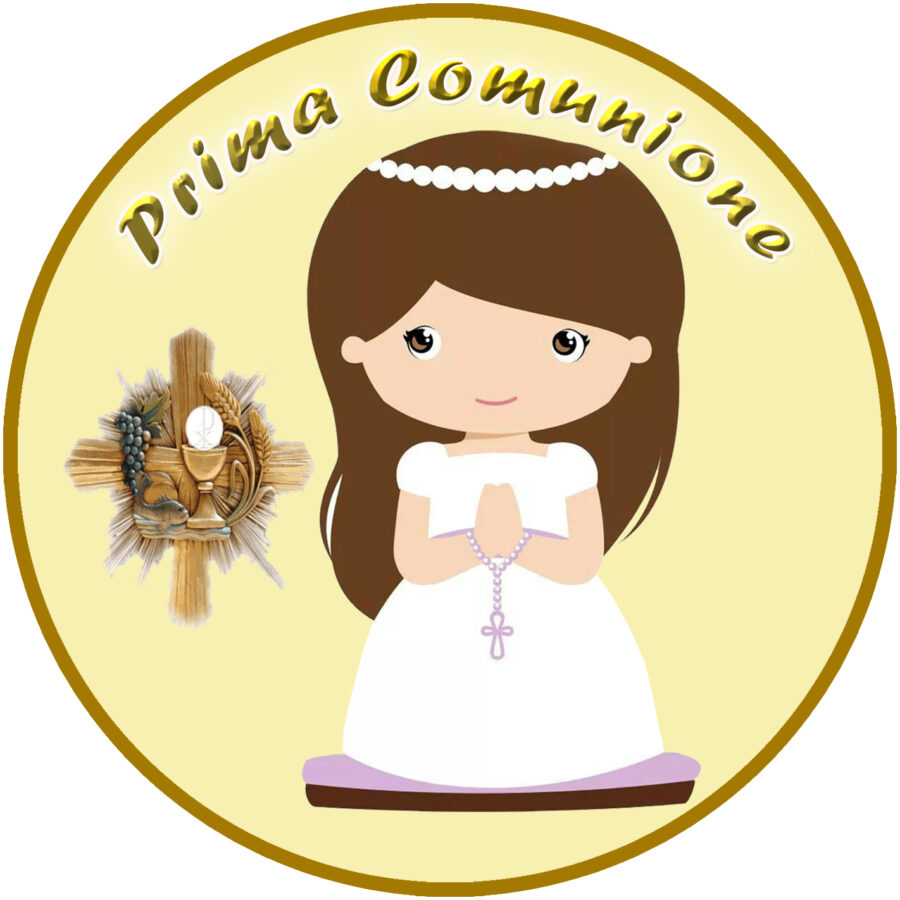 Cialda in ostia per torta tonda commestibile senza glutine PRIMA COMUNIONE, personalizzata con nome, disco, dolce, torte, cialde, ostie, cake topper, decorazioni, BG