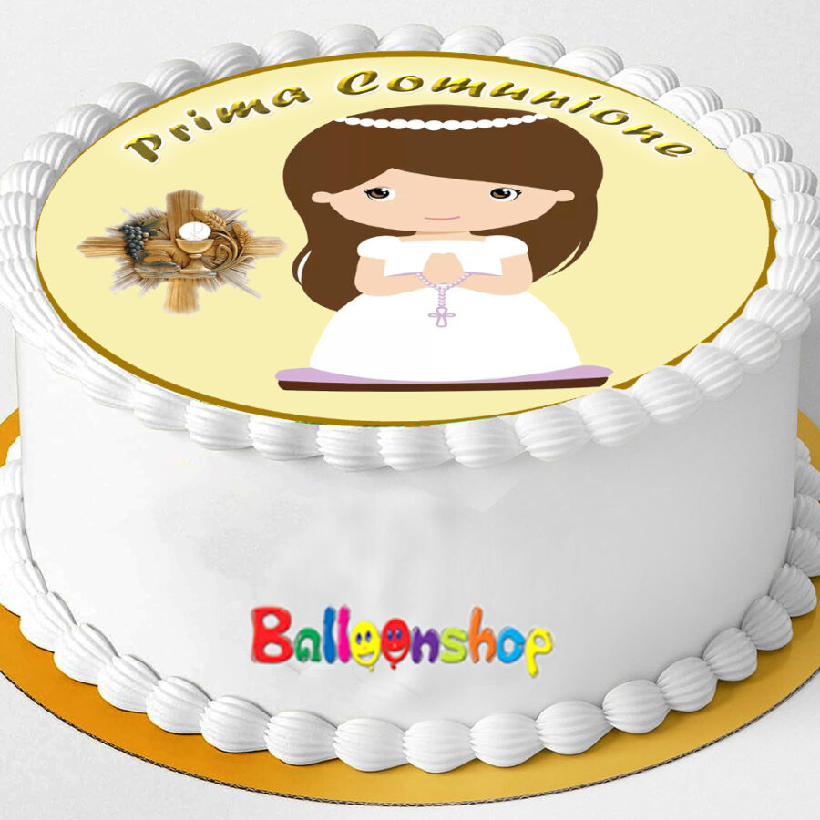 Cialda in ostia per torta tonda commestibile senza glutine PRIMA COMUNIONE, personalizzata con nome, disco, dolce, torte, cialde, ostie, cake topper, decorazioni, BH